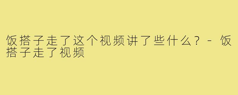 饭搭子走了这个视频讲了些什么？