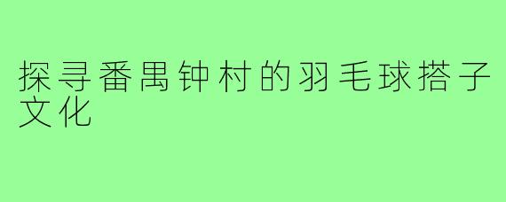 探寻番禺钟村的羽毛球搭子文化