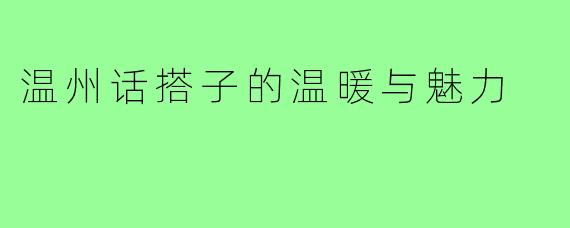 温州话搭子的温暖与魅力