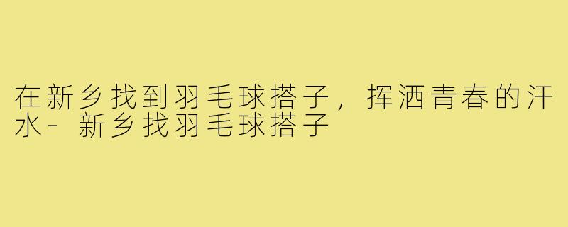 在新乡找到羽毛球搭子,挥洒青春的汗水-新乡找羽毛球搭子