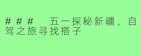 ### 五一探秘新疆，自驾之旅寻找搭子