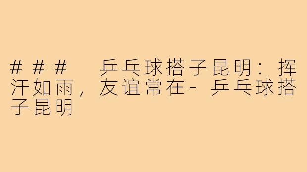### 乒乓球搭子昆明:挥汗如雨,友谊常在-乒乓球搭子昆明