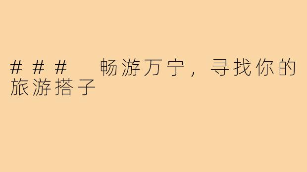 ### 畅游万宁,寻找你的旅游搭子