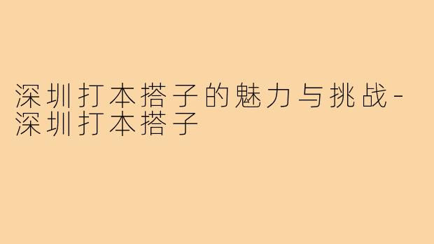 深圳打本搭子的魅力与挑战-深圳打本搭子