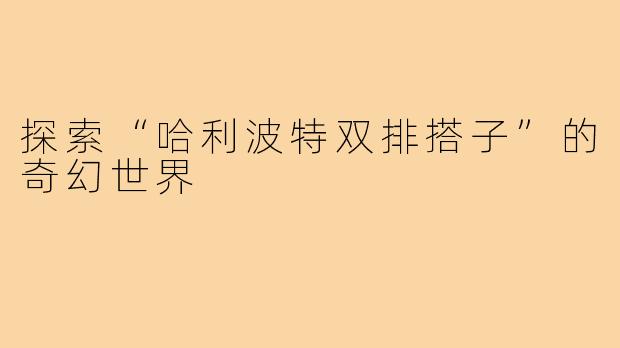 探索“哈利波特双排搭子”的奇幻世界