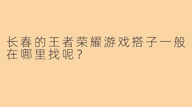 长春的王者荣耀游戏搭子一般在哪里找呢？