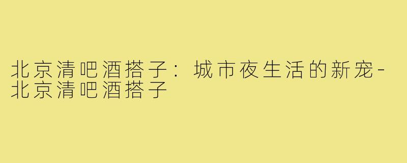 北京清吧酒搭子：城市夜生活的新宠
