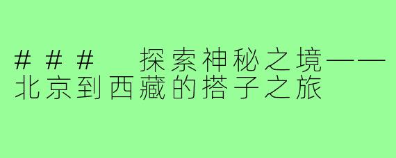 ### 探索神秘之境——北京到西藏的搭子之旅