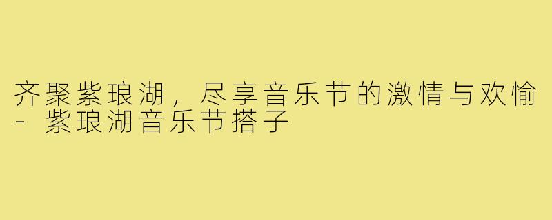 齐聚紫琅湖,尽享音乐节的激情与欢愉-紫琅湖音乐节搭子
