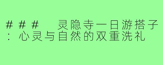 ### 灵隐寺一日游搭子:心灵与自然的双重洗礼