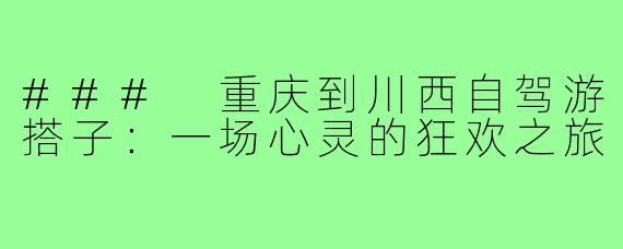 ### 重庆到川西自驾游搭子：一场心灵的狂欢之旅