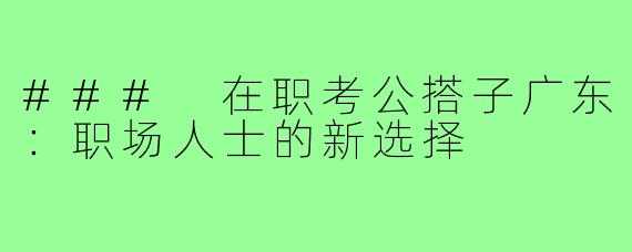 ### 在职考公搭子广东:职场人士的新选择