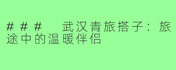 ### 武汉青旅搭子:旅途中的温暖伴侣