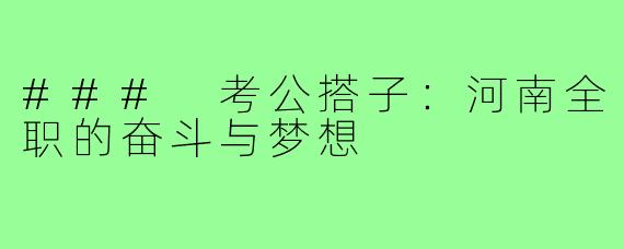 ### 考公搭子:河南全职的奋斗与梦想