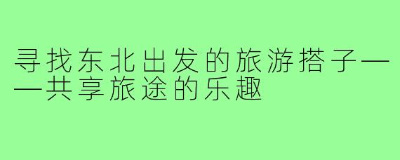 寻找东北出发的旅游搭子——共享旅途的乐趣