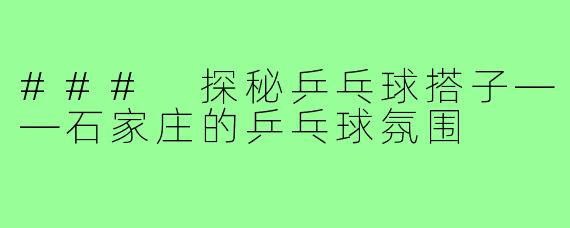 ### 探秘乒乓球搭子——石家庄的乒乓球氛围