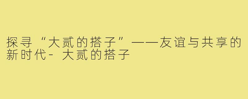 探寻“大贰的搭子”——友谊与共享的新时代-大贰的搭子