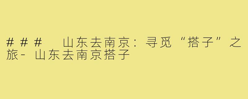 ### 山东去南京：寻觅“搭子”之旅