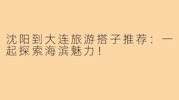 沈阳到大连旅游搭子推荐:一起探索海滨魅力!