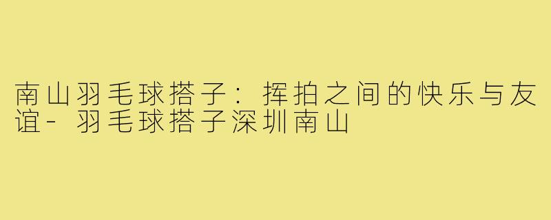 南山羽毛球搭子:挥拍之间的快乐与友谊-羽毛球搭子深圳南山