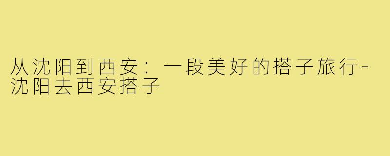 从沈阳到西安:一段美好的搭子旅行-沈阳去西安搭子