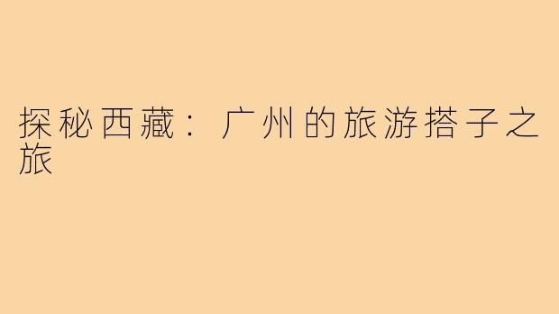 探秘西藏：广州的旅游搭子之旅