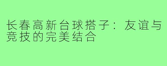 长春高新台球搭子:友谊与竞技的完美结合