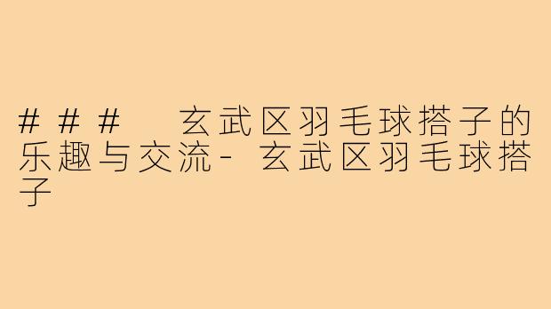 ### 玄武区羽毛球搭子的乐趣与交流-玄武区羽毛球搭子