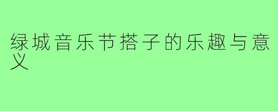 绿城音乐节搭子的乐趣与意义