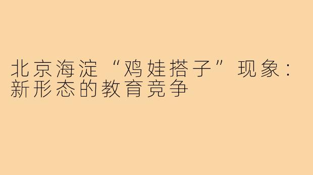 北京海淀“鸡娃搭子”现象:新形态的教育竞争