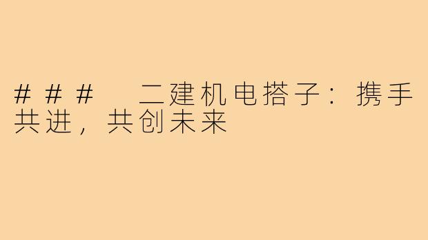 ### 二建机电搭子:携手共进,共创未来