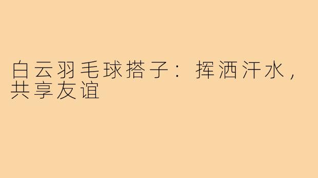 白云羽毛球搭子:挥洒汗水,共享友谊