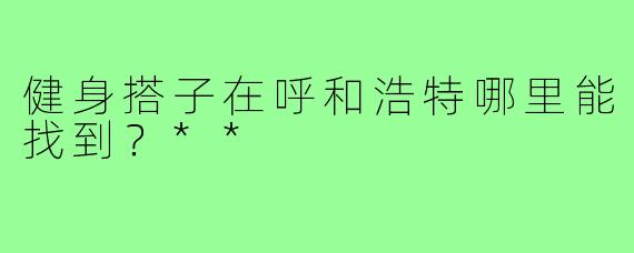 健身搭子在呼和浩特哪里能找到？**