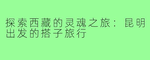 探索西藏的灵魂之旅：昆明出发的搭子旅行