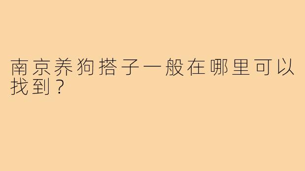 南京养狗搭子一般在哪里可以找到？