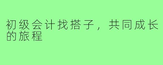 初级会计找搭子，共同成长的旅程