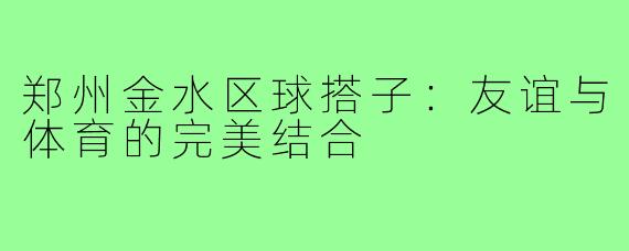 郑州金水区球搭子：友谊与体育的完美结合