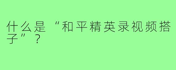 什么是“和平精英录视频搭子”？  