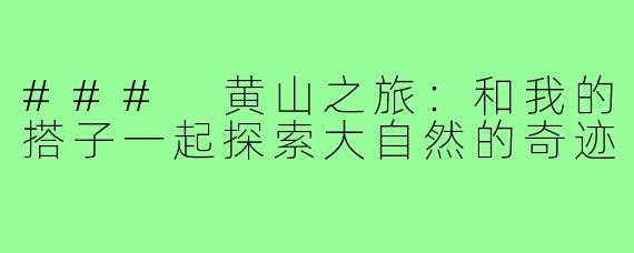 ### 黄山之旅:和我的搭子一起探索大自然的奇迹