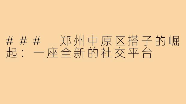 ### 郑州中原区搭子的崛起：一座全新的社交平台