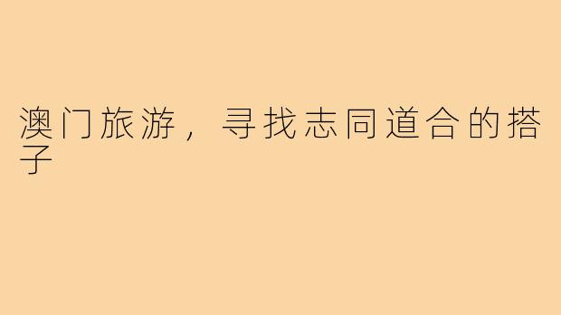 澳门旅游,寻找志同道合的搭子