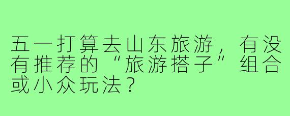 五一打算去山东旅游,有没有推荐的“旅游搭子”组合或小众玩法?