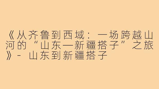 《从齐鲁到西域:一场跨越山河的“山东—新疆搭子”之旅》-山东到新疆搭子