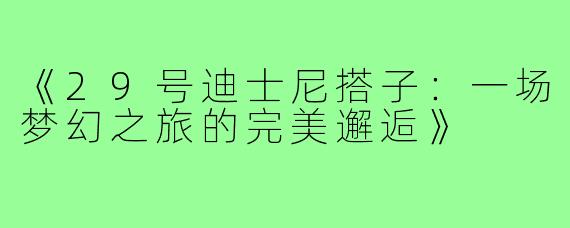 《29号迪士尼搭子:一场梦幻之旅的完美邂逅》