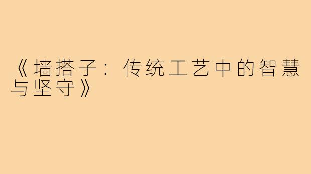 《墙搭子:传统工艺中的智慧与坚守》