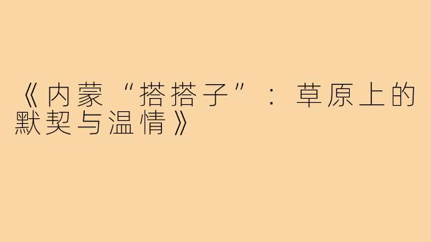 《内蒙“搭搭子”:草原上的默契与温情》