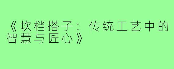 《坎档搭子:传统工艺中的智慧与匠心》