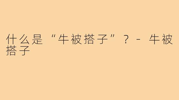 什么是“牛被搭子”？