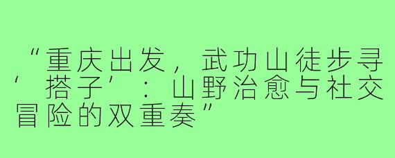 “重庆出发，武功山徒步寻‘搭子’：山野治愈与社交冒险的双重奏”