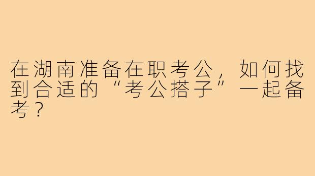 在湖南准备在职考公，如何找到合适的“考公搭子”一起备考？